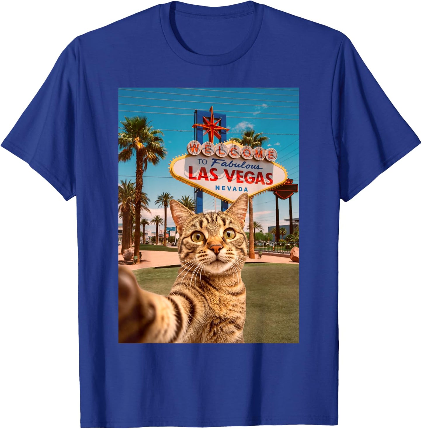 Funny Cat Selfie Las Vegas T-Shirt - T-Shirt | Royal
