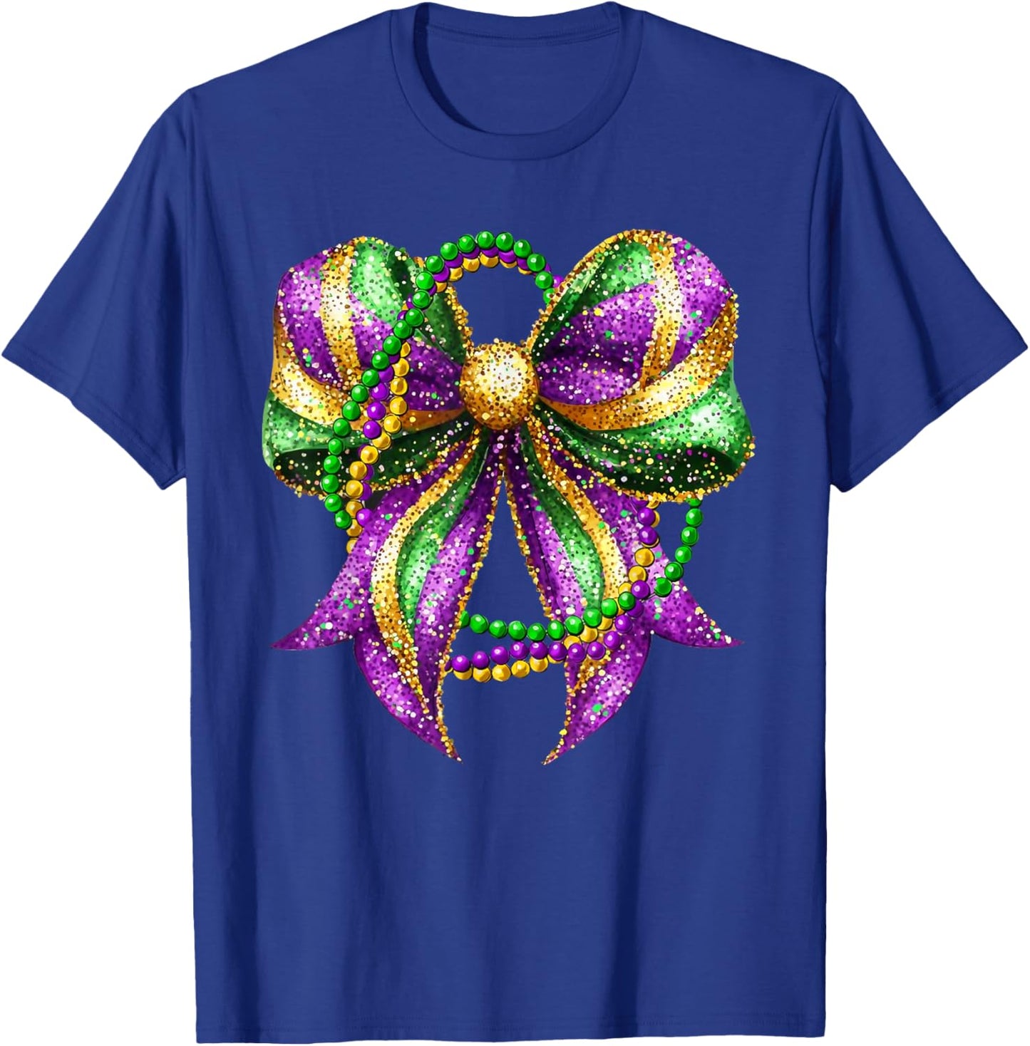 Mardi Gras Festival New Orleans Fleur De Lis Coquette Bow T-Shirt - T-Shirt | Royal