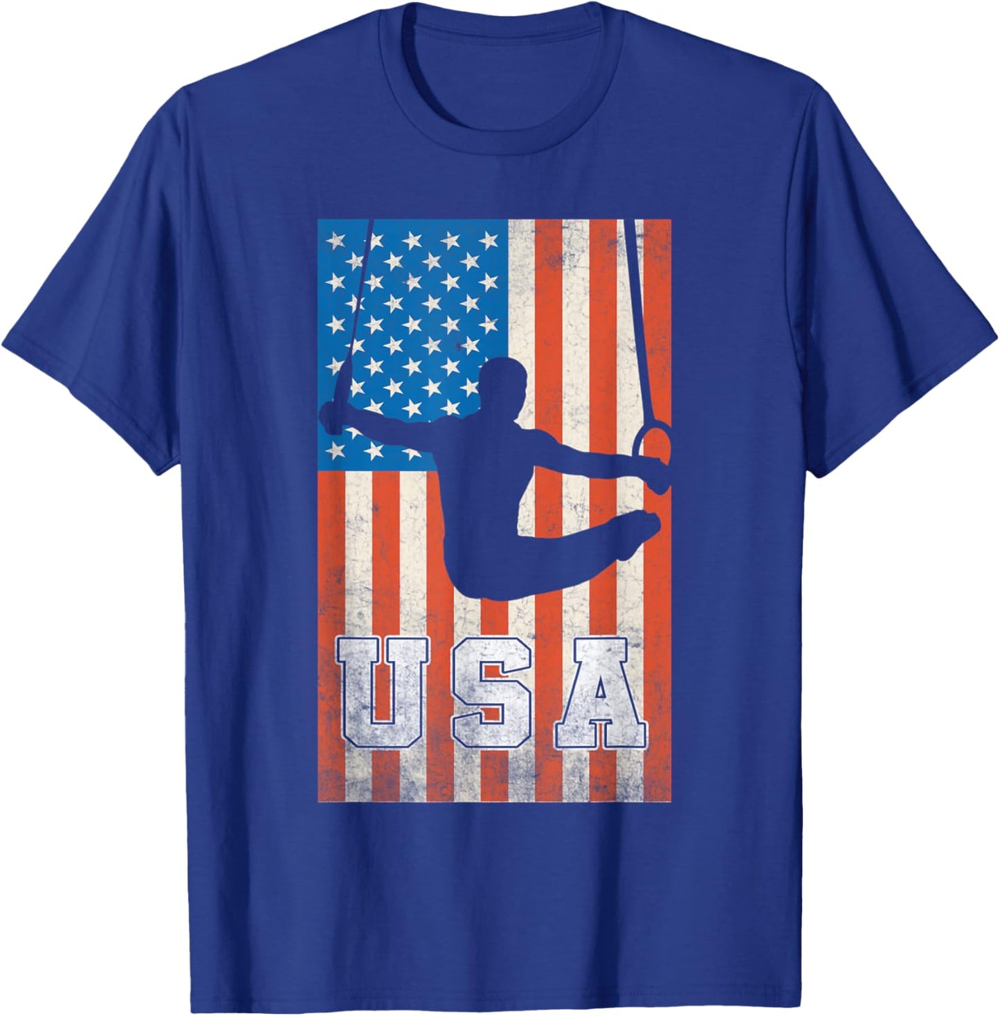 USA Gymnast Gymnastics Team Athlete American Flag T-Shirt - T-Shirt | Royal