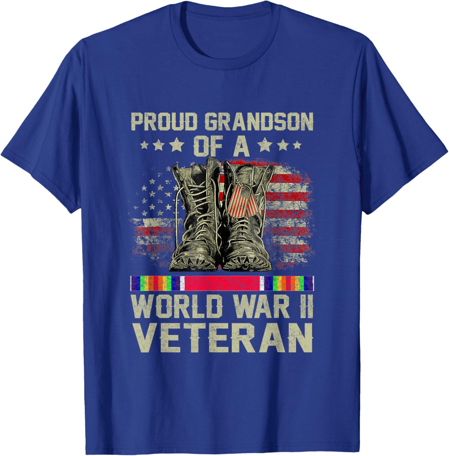 Proud Grandson Of World War 2 Vet Proud WWII Veteran T-Shirt - T-Shirt | Royal