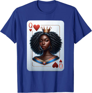 Black Queen of hearts card deck game proud black woman T-Shirt - T-Shirt | Royal