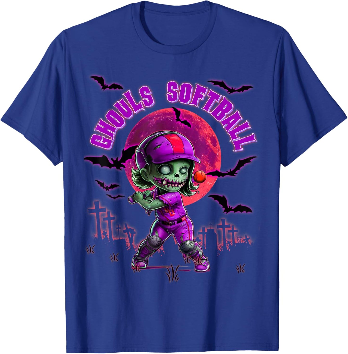 Softball Halloween for Girls Trick or Treating Practice Day T-Shirt - T-Shirt | Royal