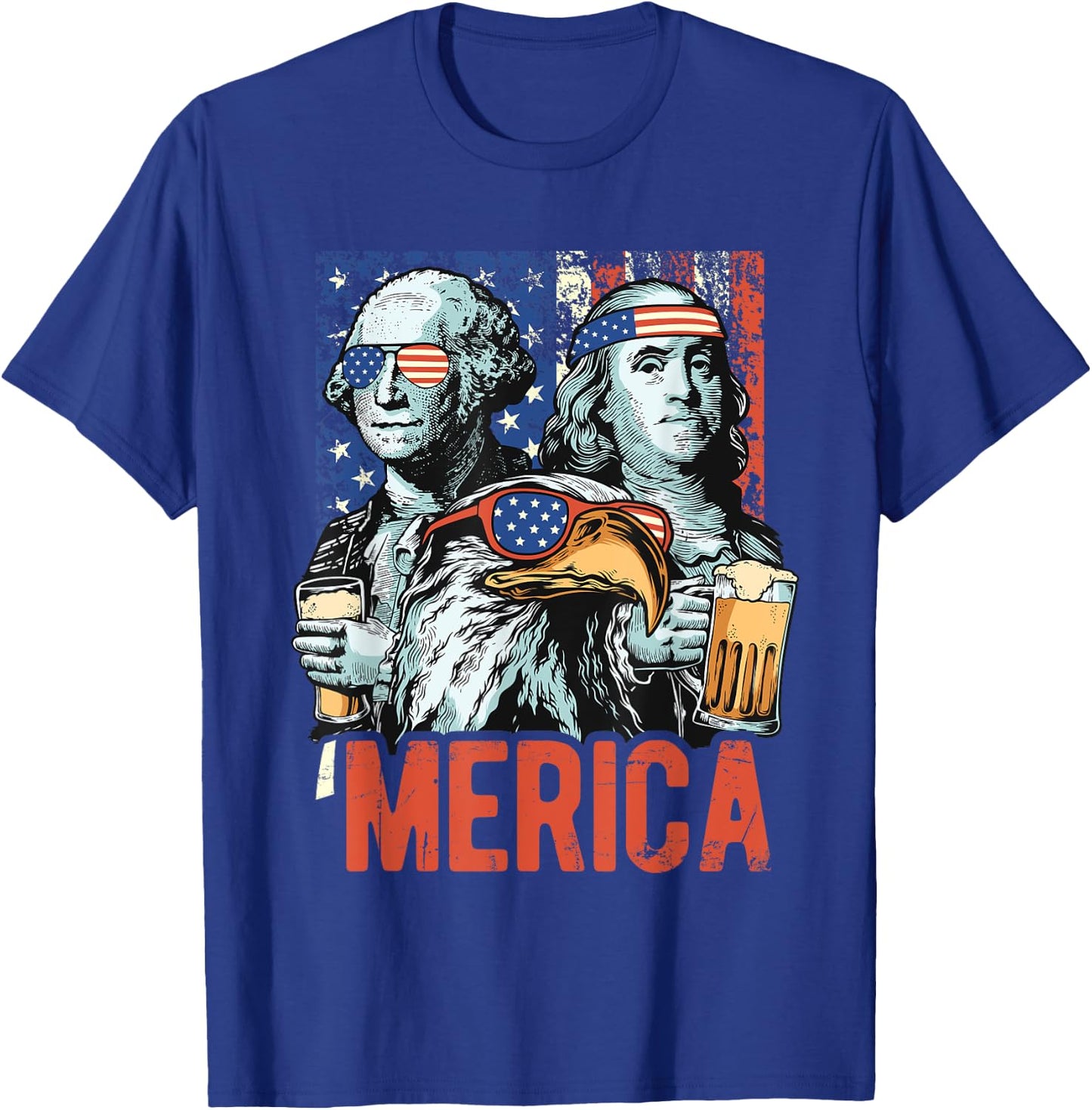 Patriotic Merica George Washington American Flag 4th of July Women Men T-Shirt - T-Shirt | Royal