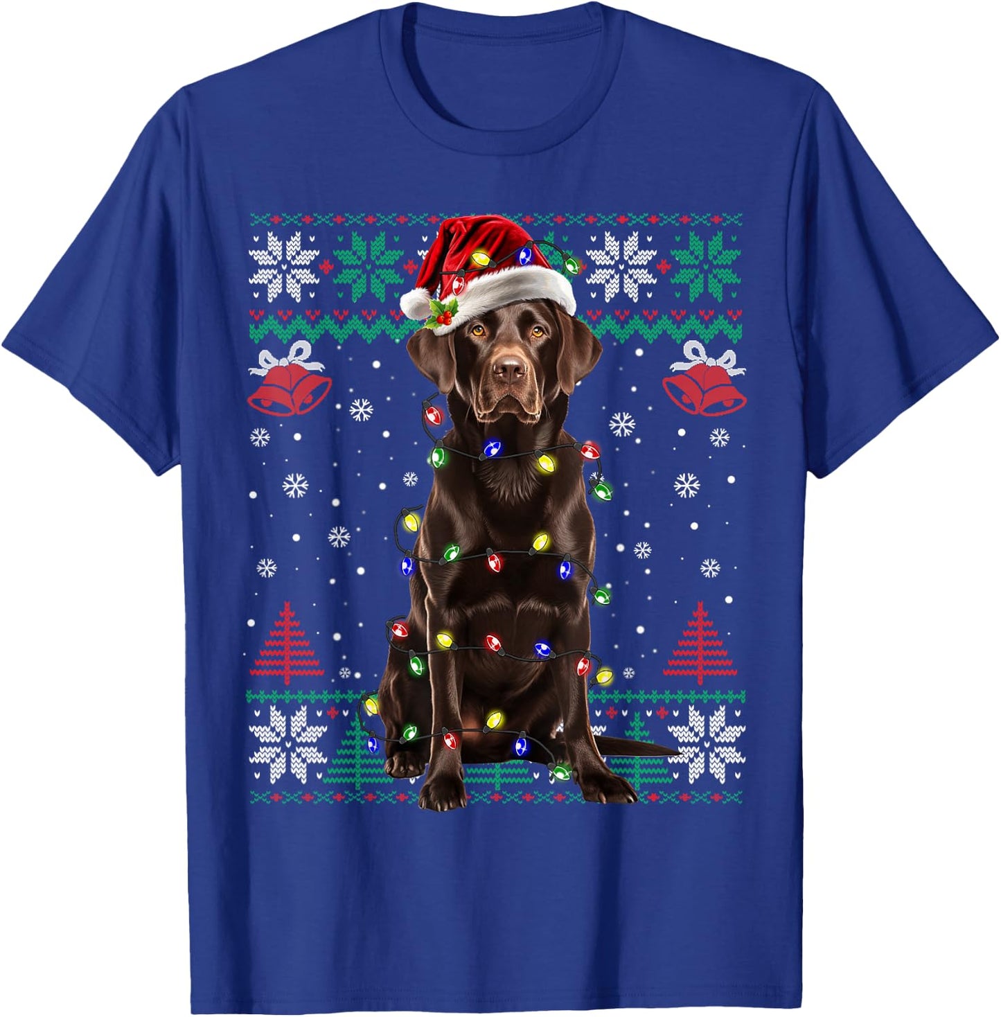 Chocolate Lab Christmas Santa Hat Dog Ugly Sweater T-Shirt - T-Shirt | Royal