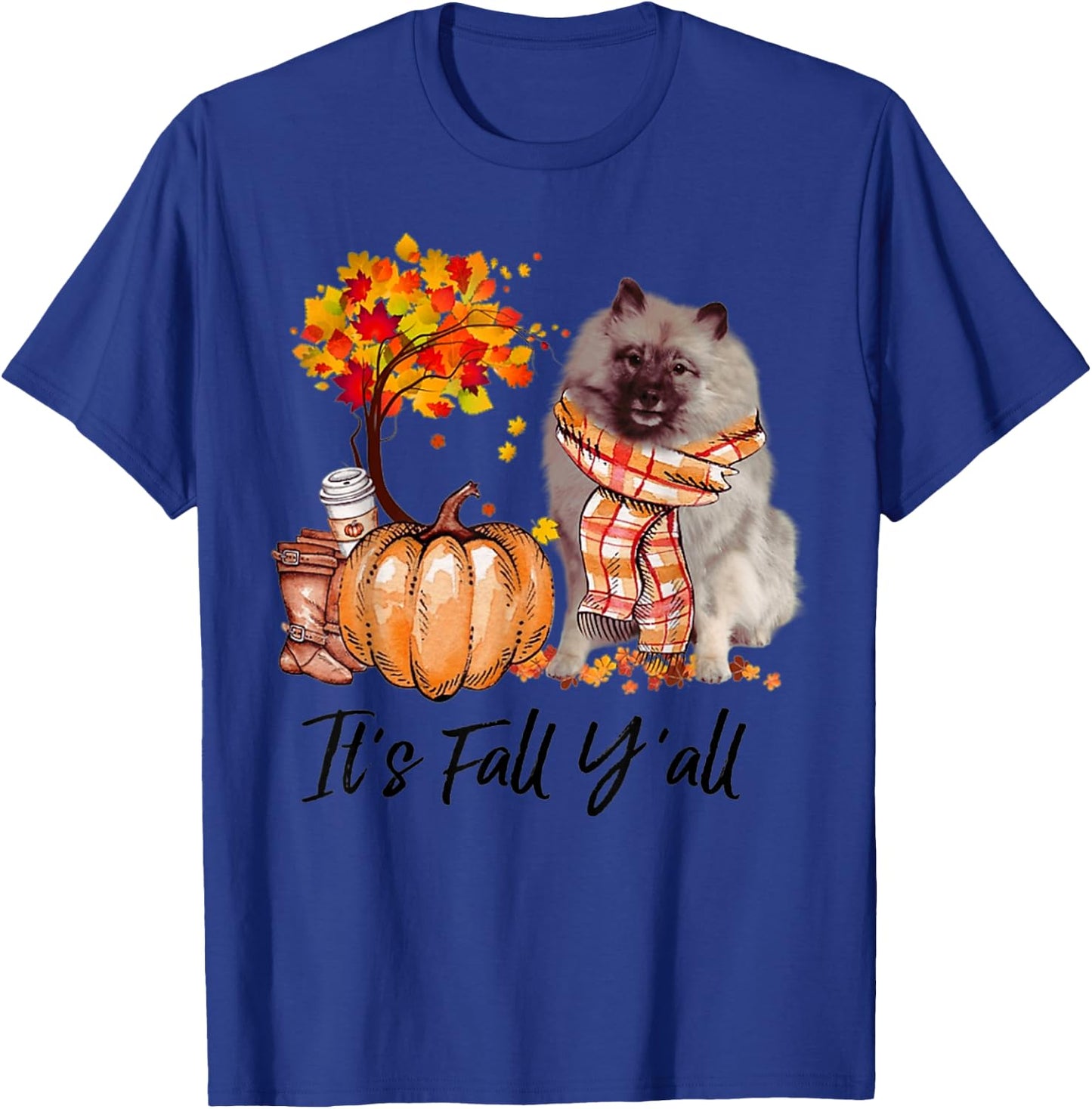 Keeshond It's Fall Y'all Pumpkin Tree Coffee Chocolate T-Shirt - T-Shirt | Royal