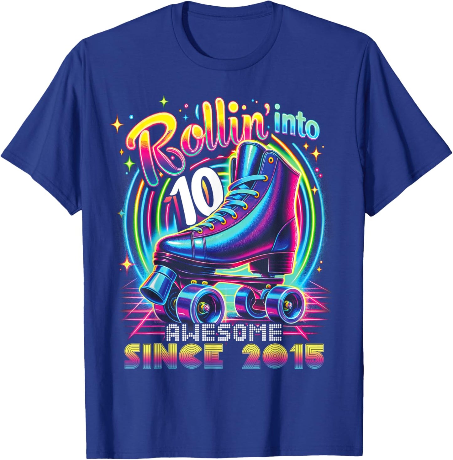 Birthday Roller Skating 10th Girl Rollin into 10 Skate Party T-Shirt - T-Shirt | Royal