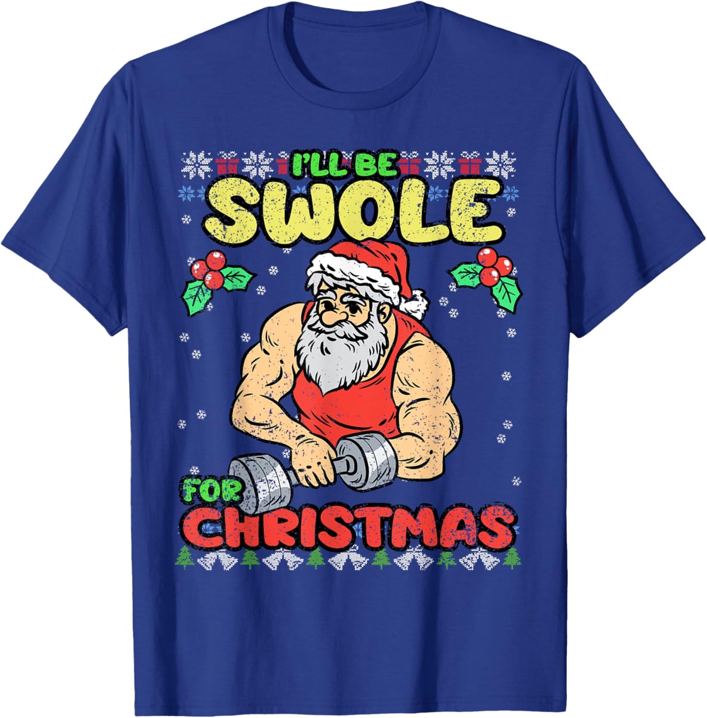 Swole Santa Christmas Pajama Funny X-Mas Gym Fitness Workout T-Shirt - T-Shirt | Royal