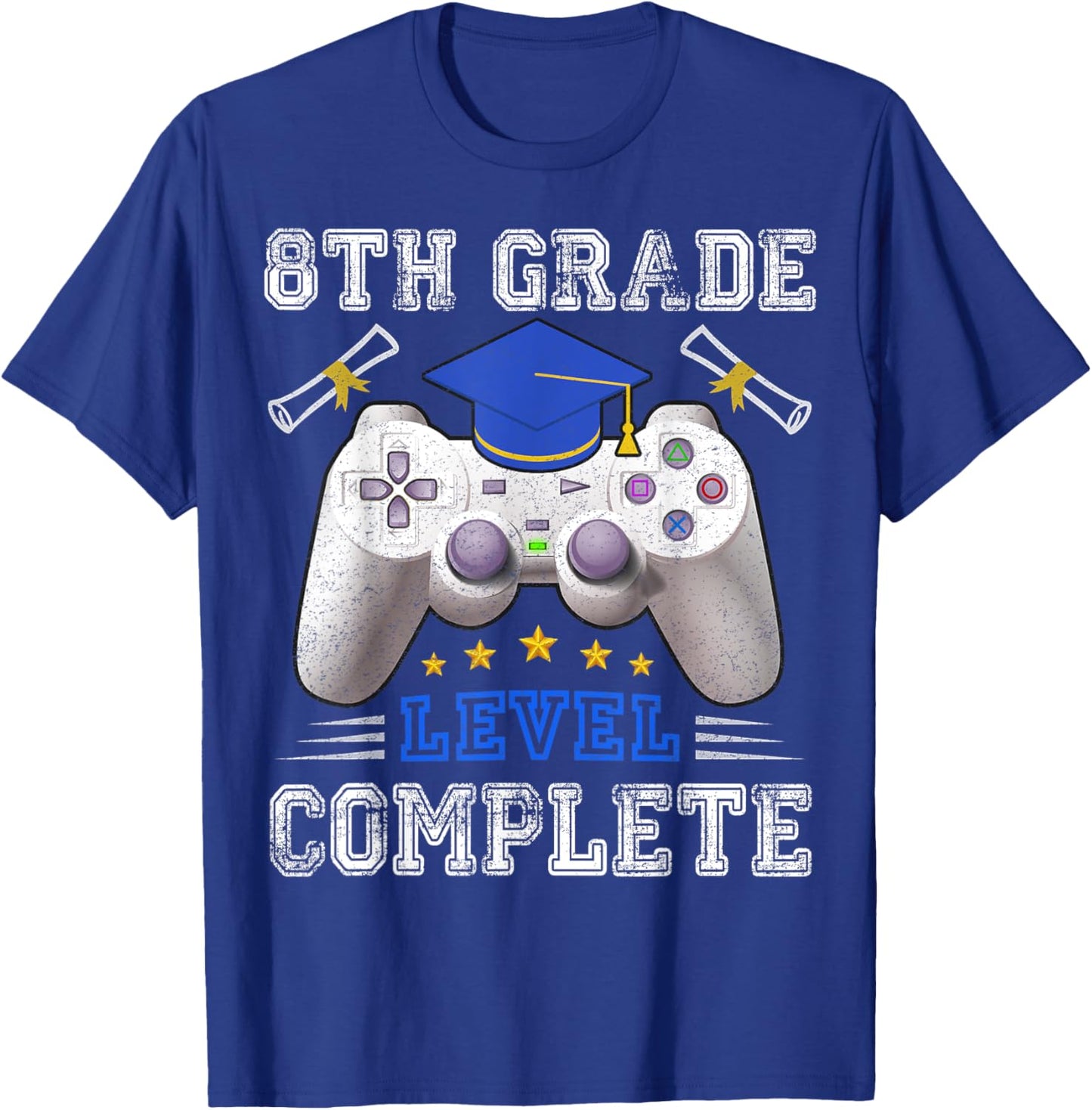 8th Grade Level Complete Gamer Class Of 2025 Graduation T-Shirt - T-Shirt | Royal