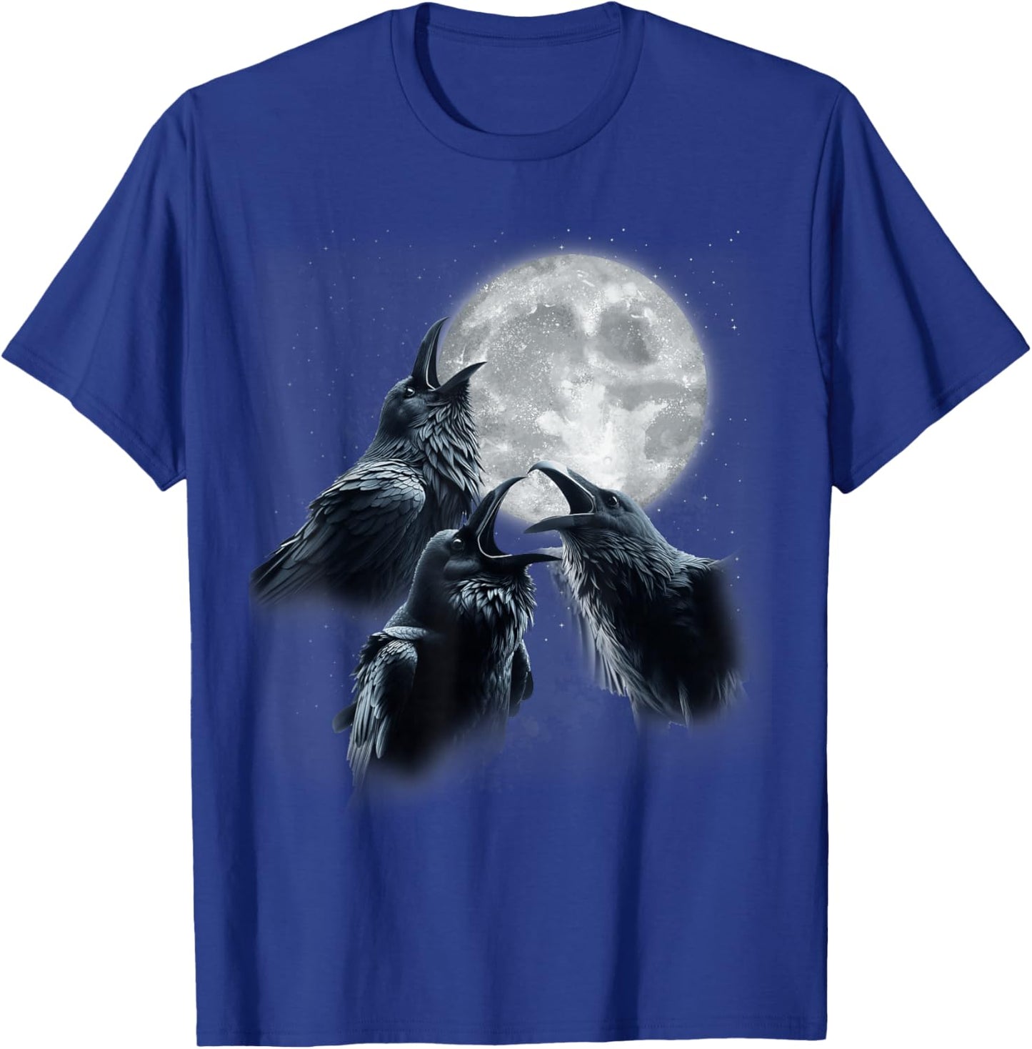 3 Black Raven Howling At The Moon Funny Crow Raven Bird Kids T-Shirt - T-Shirt | Royal