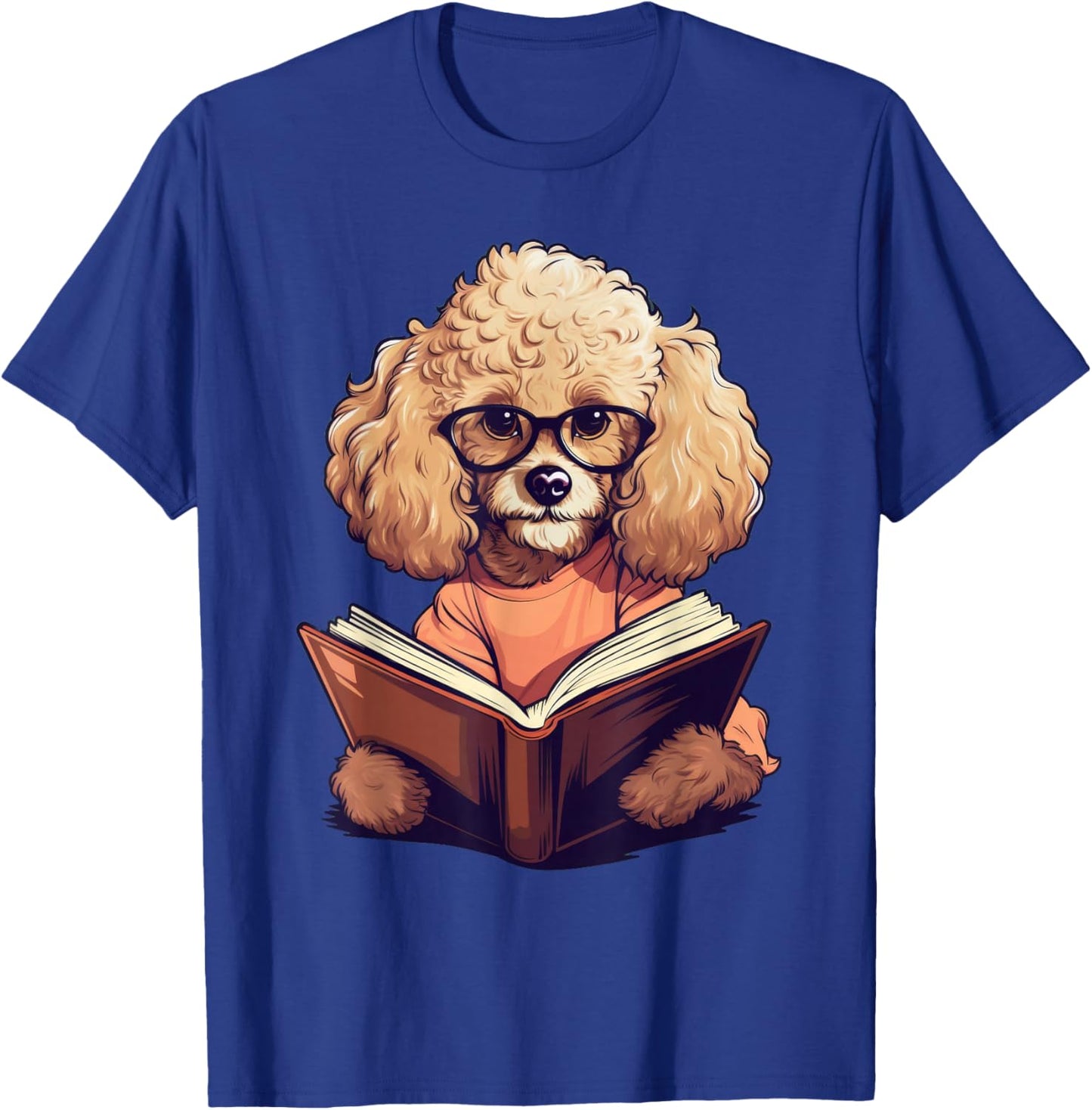 Cute Dog Poodle Reading Book T-Shirt - T-Shirt | Royal