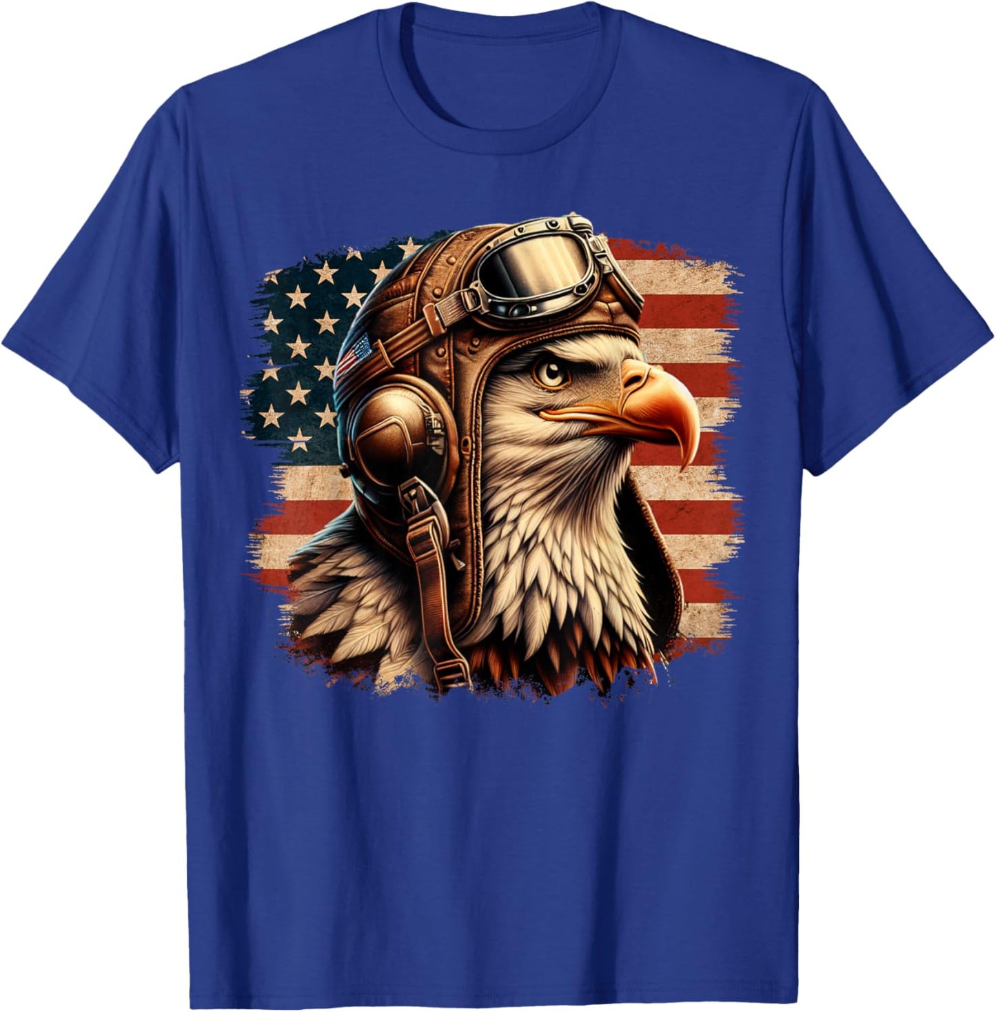 4th of July Patriotic American Shirt Eagle Fighter Pilot Women Kids Men T-Shirt - T-Shirt | Royal