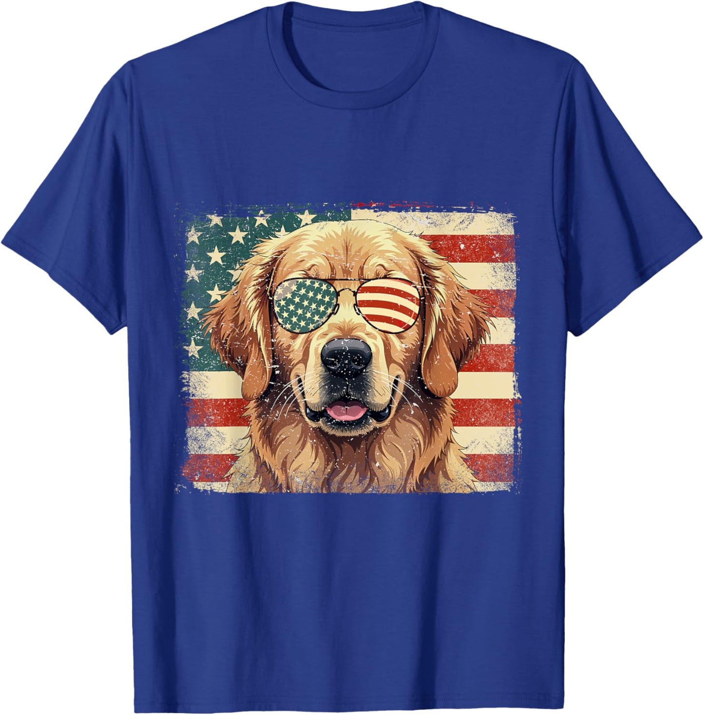 Patriotic Golden Retriever Dog Lover USA Flag 4th Of July Men Women Kids T-Shirt - T-Shirt | Royal