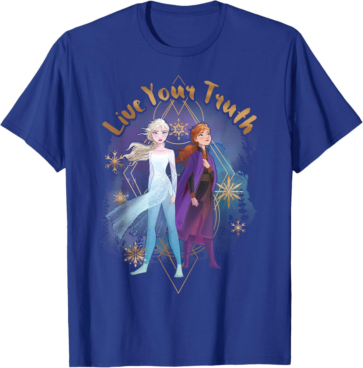 Disney Frozen 2 Elsa Anna Live Your Truth Geometric Portrait T-Shirt - T-Shirt | Royal