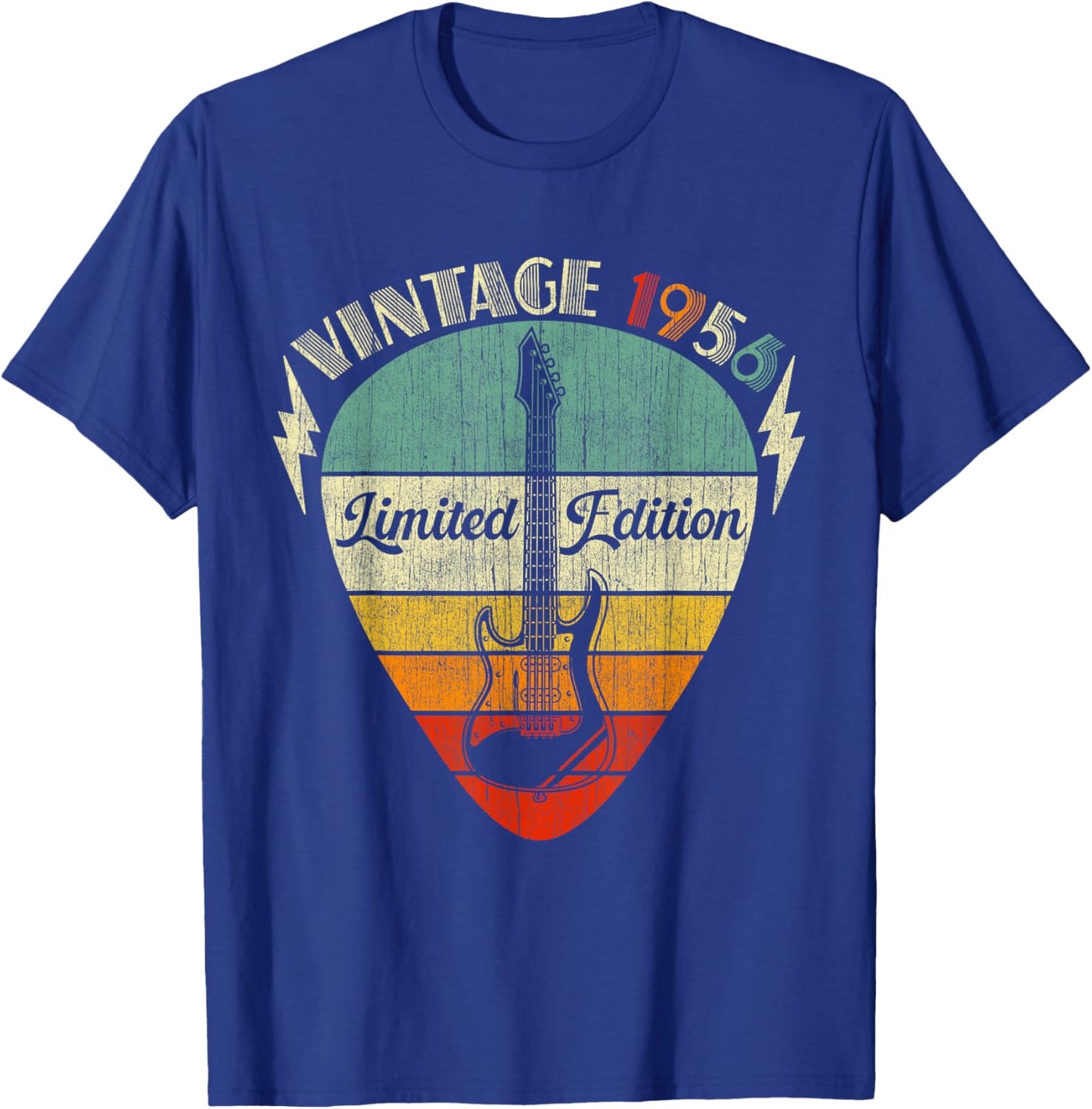 70th Birthday Gifts Vintage 1956 70 Years Old Guitar Lover T-Shirt - T-Shirt | Royal