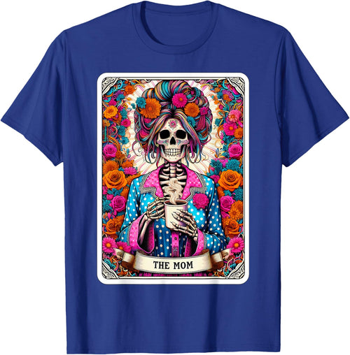 The Mom Tarot Card Women Skeleton Coffee Messy Bun Mama Mum