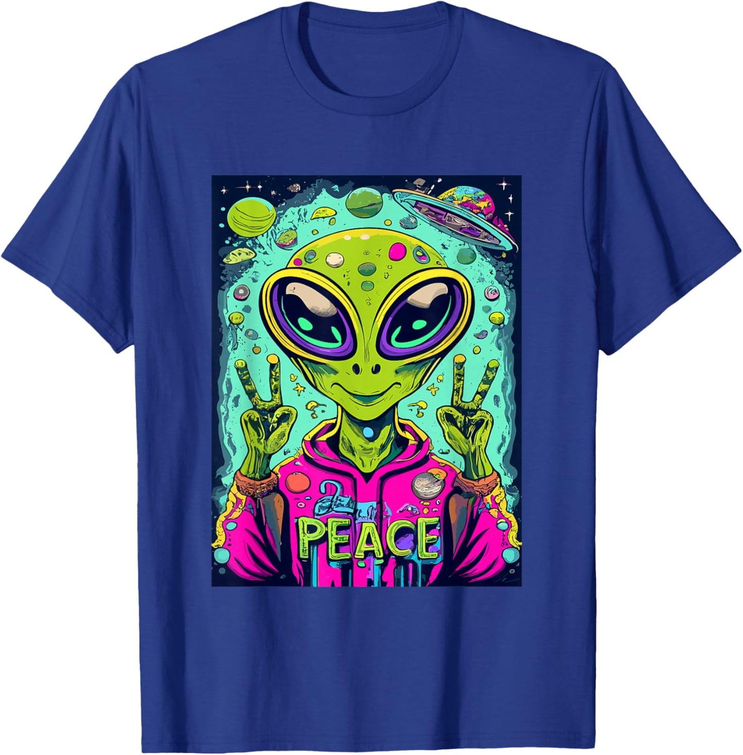 Retro Alien Lover UFO Abduction Team Alien T-Shirt - T-Shirt | Royal