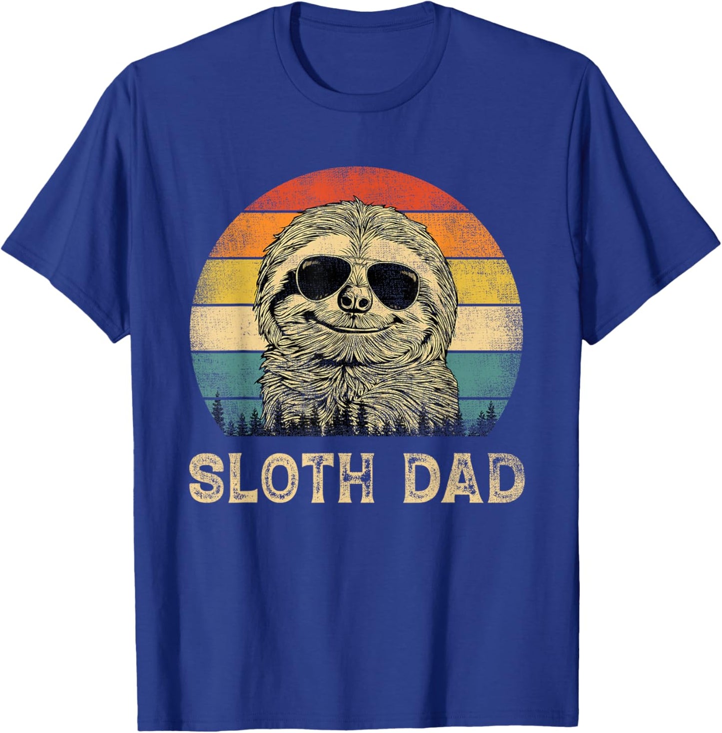 Vintage Sloth Dad Sloth Lovers Daddy Father's Day T-Shirt - T-Shirt | Royal