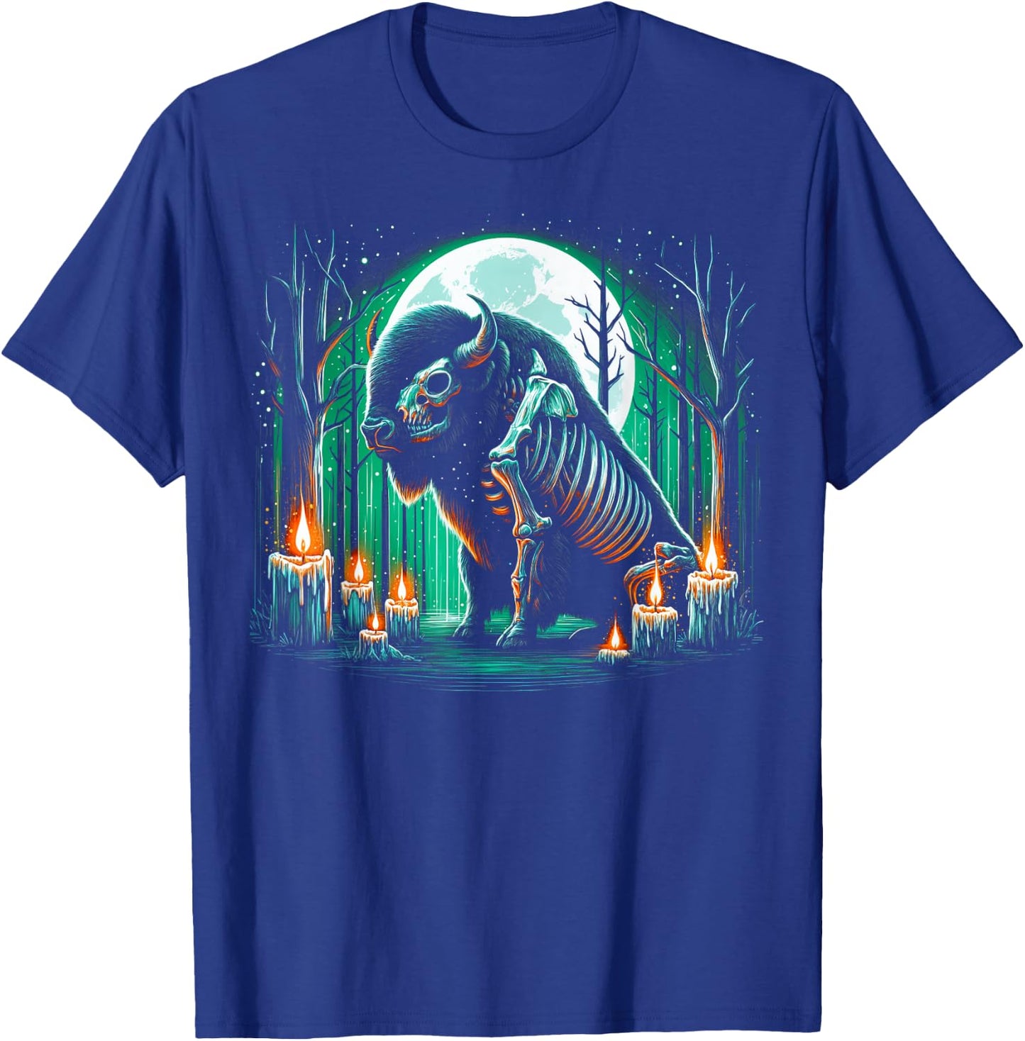 Cool Bison Skeleton Halloween Christmas Birthday T-Shirt - T-Shirt | Royal