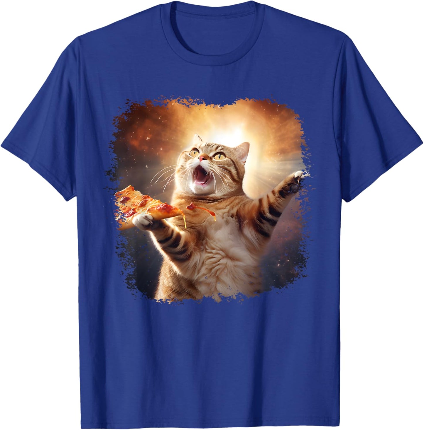 Space Cat Pizza Cat Galaxy Cute Kitty In Space Pizza Lovers T-Shirt - T-Shirt | Royal