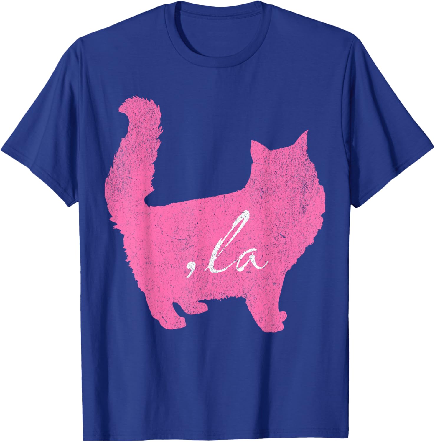 la/ Comma la/Comma la in A Pink Cat Silhouette Women Girls Kids T-Shirt - T-Shirt | Royal