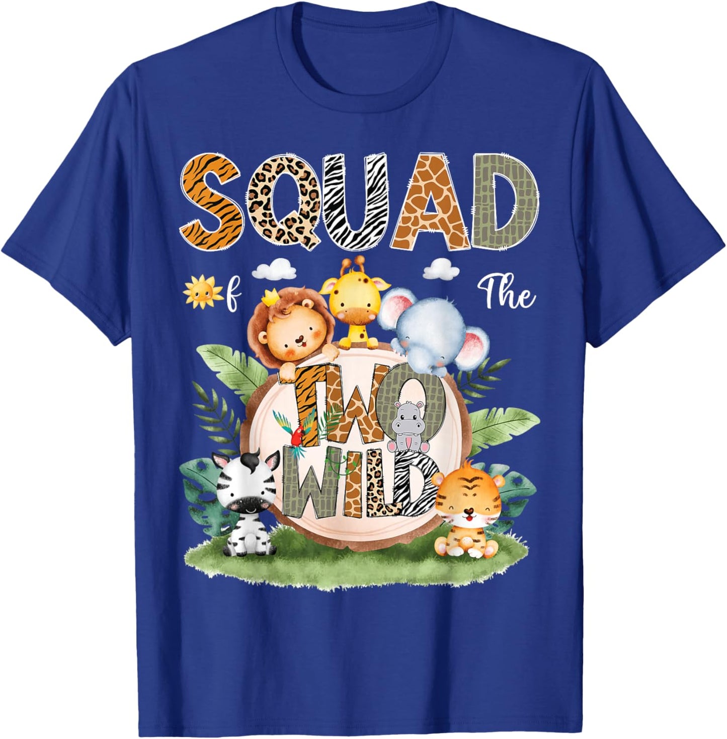 Squad Of The Two Wild 2Nd Birthday Safari Animal Lover T-Shirt - T-Shirt | Royal