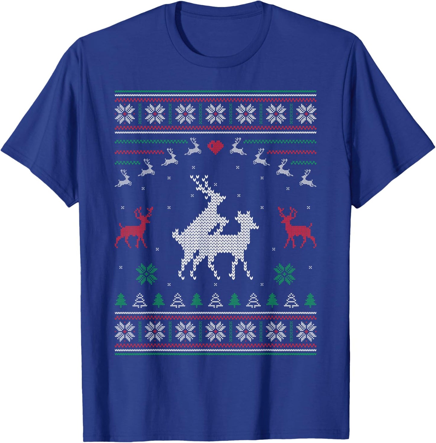 Loving Reindeer Couple Ugly Christmas Sweater Deer Pair T-Shirt - T-Shirt | Royal