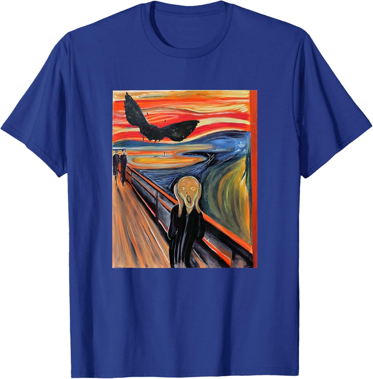 Mothman The Scream Mashup WV Cryptid Art T-Shirt - T-Shirt | Royal