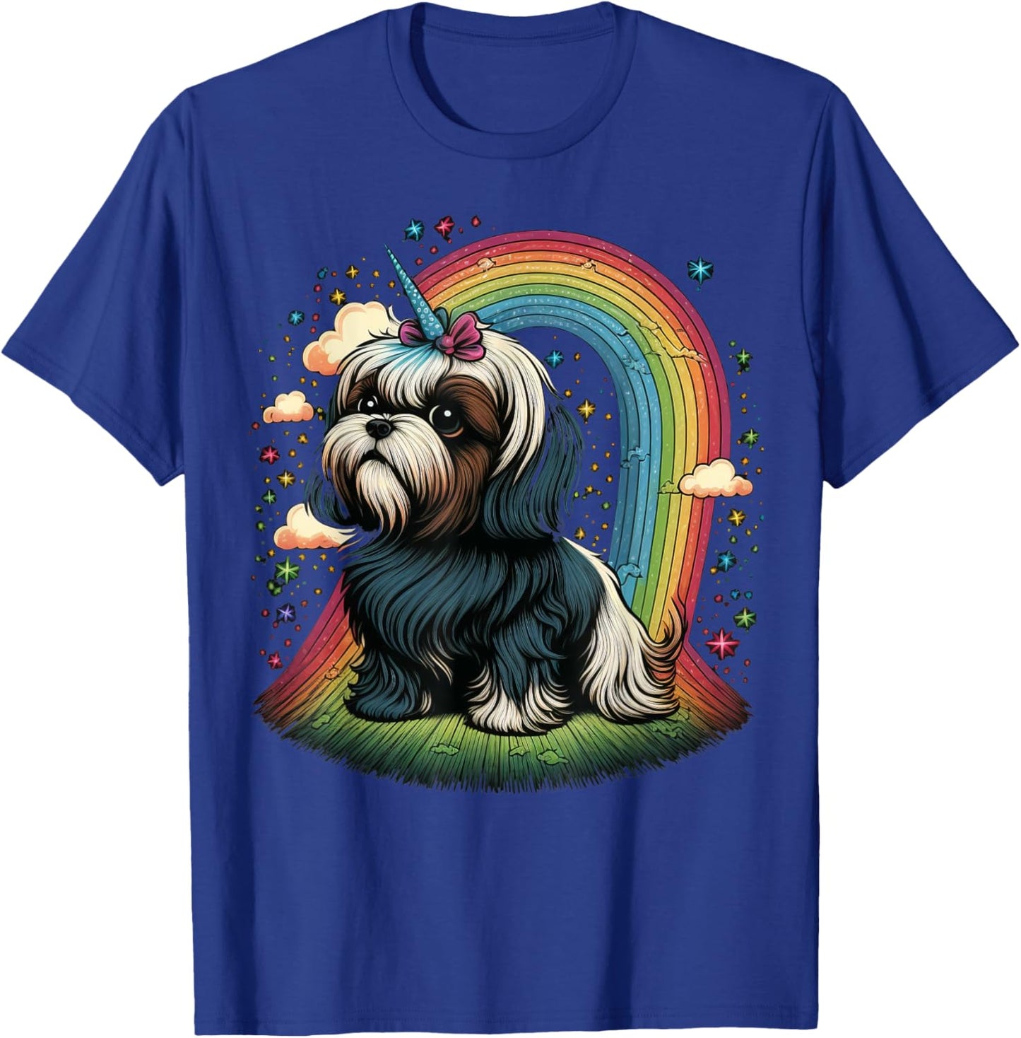 Shih Tzu Unicorn on Rainbow Unicorn Shih Tzu T-Shirt - T-Shirt | Royal