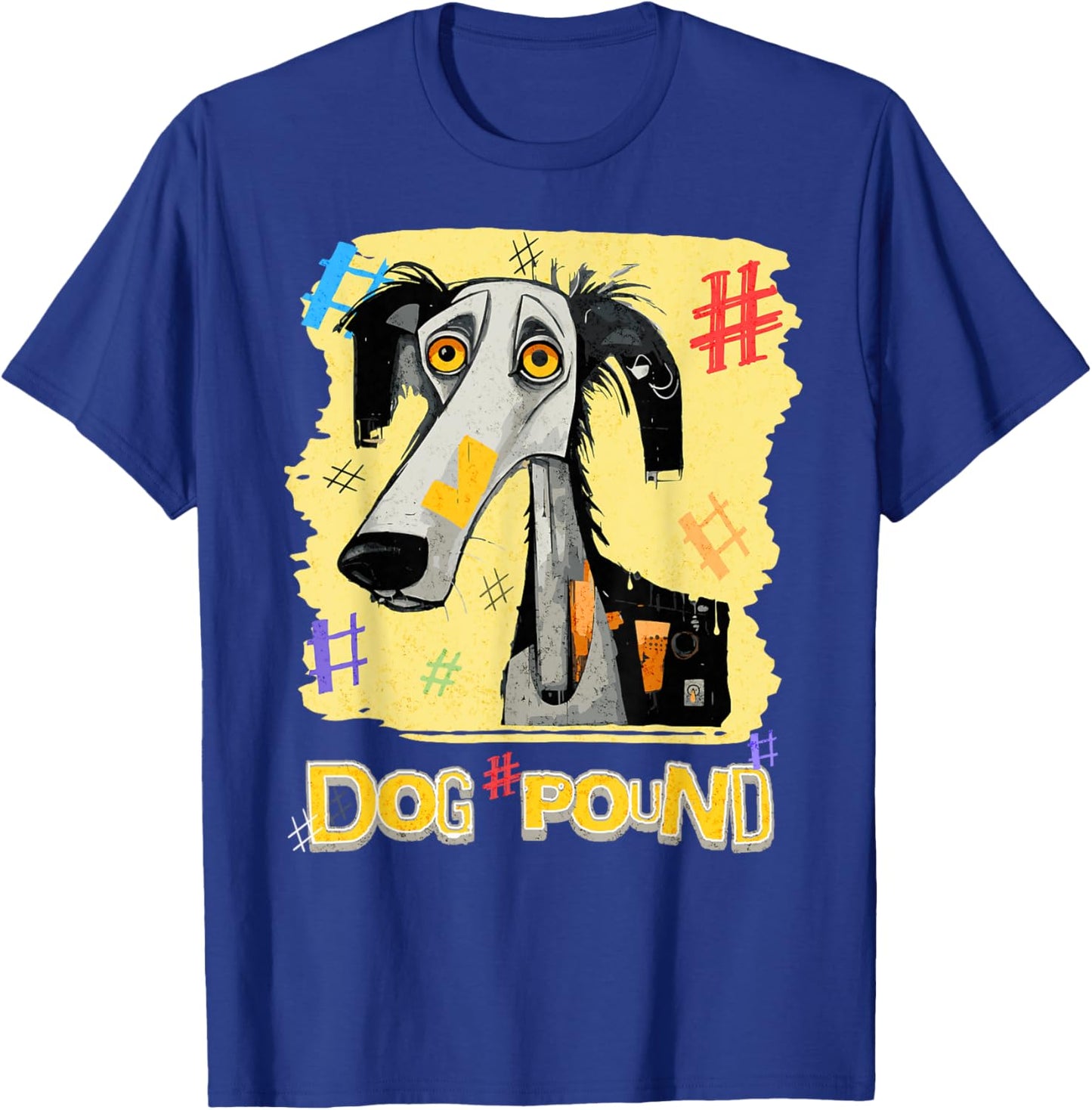 Confused Dog Worried About The Pound Sign Fun Pun Wordplay Men Women T-Shirt - T-Shirt | Royal