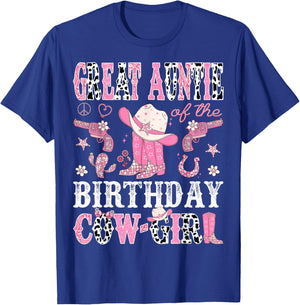 Great Auntie Of The Birthday CowGirl Disco Rodeo Western T-Shirt - T-Shirt | Royal