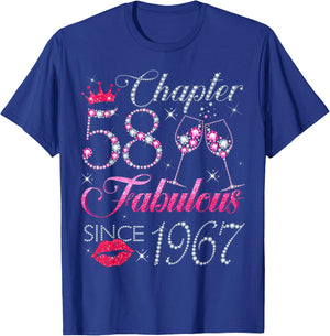 Chapter 58 Fabulous Since 1967 58Th Birthday Gift T-Shirt - T-Shirt | Royal