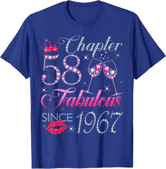 Chapter 58 Fabulous Since 1967 58Th Birthday Gift T-Shirt - T-Shirt | Royal