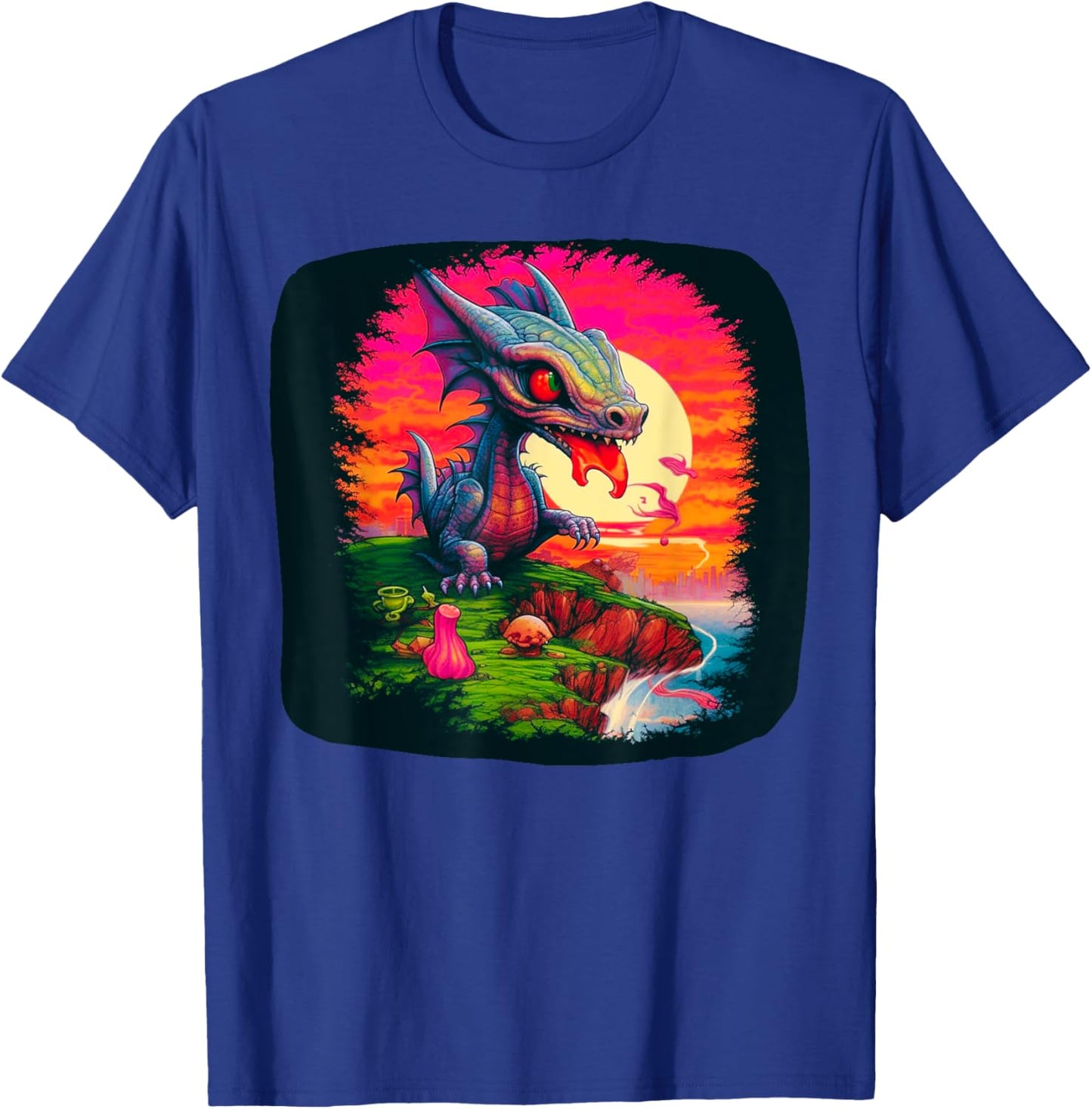 Dragon T Quest I Gamer Colorful Dragon T Fantasy Pop Art T T-Shirt - T-Shirt | Royal