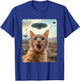 Extraterrestrial Encounter: Cat Selfie with UFO T-Shirt - T-Shirt | Royal