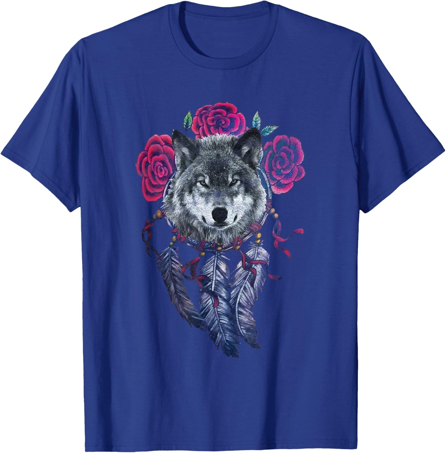 Wolf Dream Catcher Spiritual Feathers Wolf Lover T-Shirt - T-Shirt | Royal