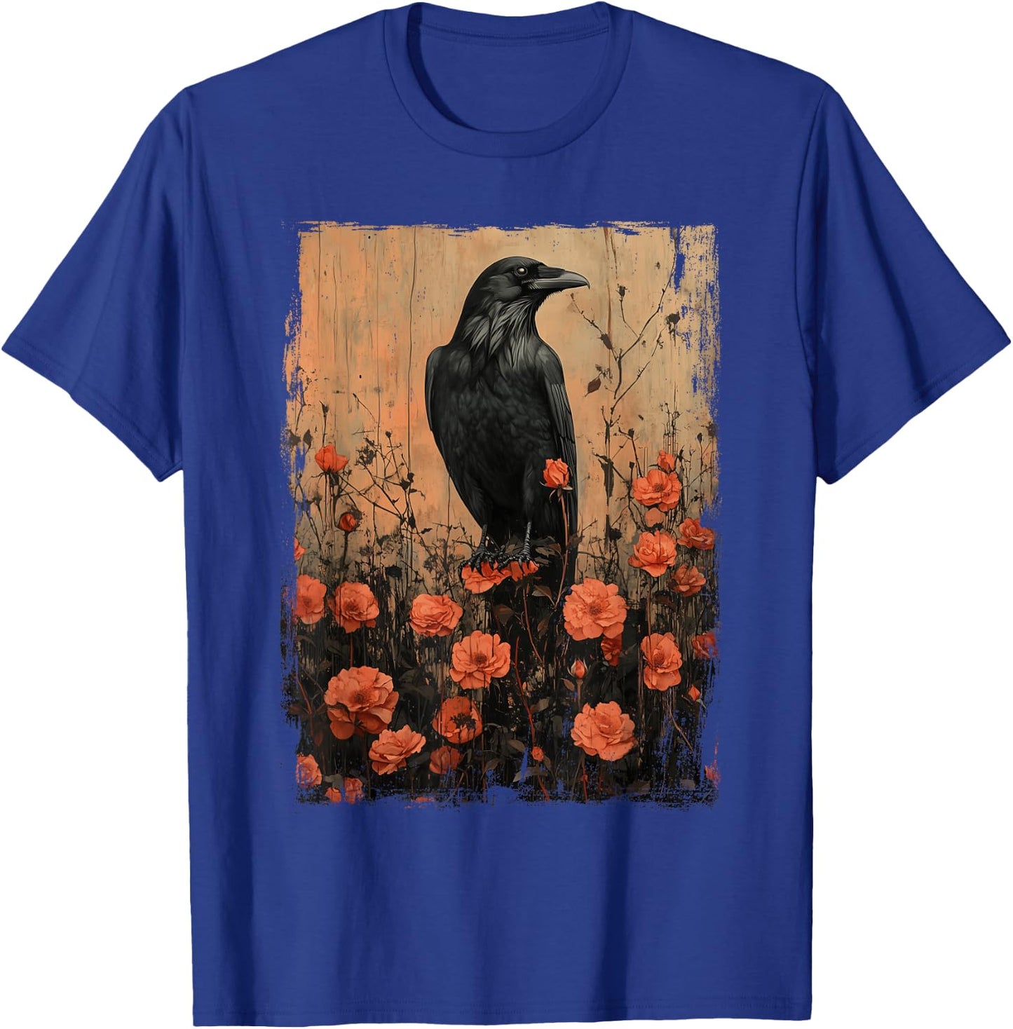 Gothic Raven Roses Vintage Floral Crow Mystical Dark Flower T-Shirt - T-Shirt | Royal