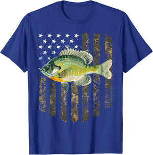 Camo American Flag Bluegill Fishing 4th Of July T-Shirt - T-Shirt | Royal