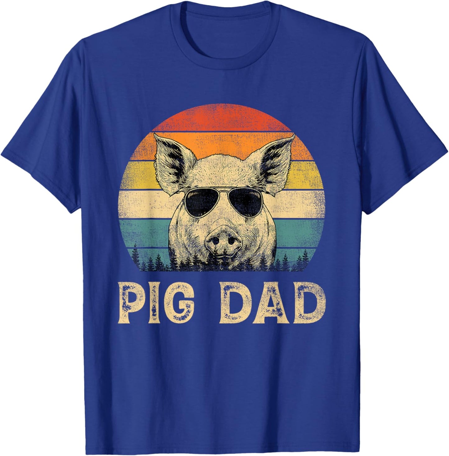 Vintage Pig Dad Pig Lovers Daddy Father's Day T-Shirt - T-Shirt | Royal