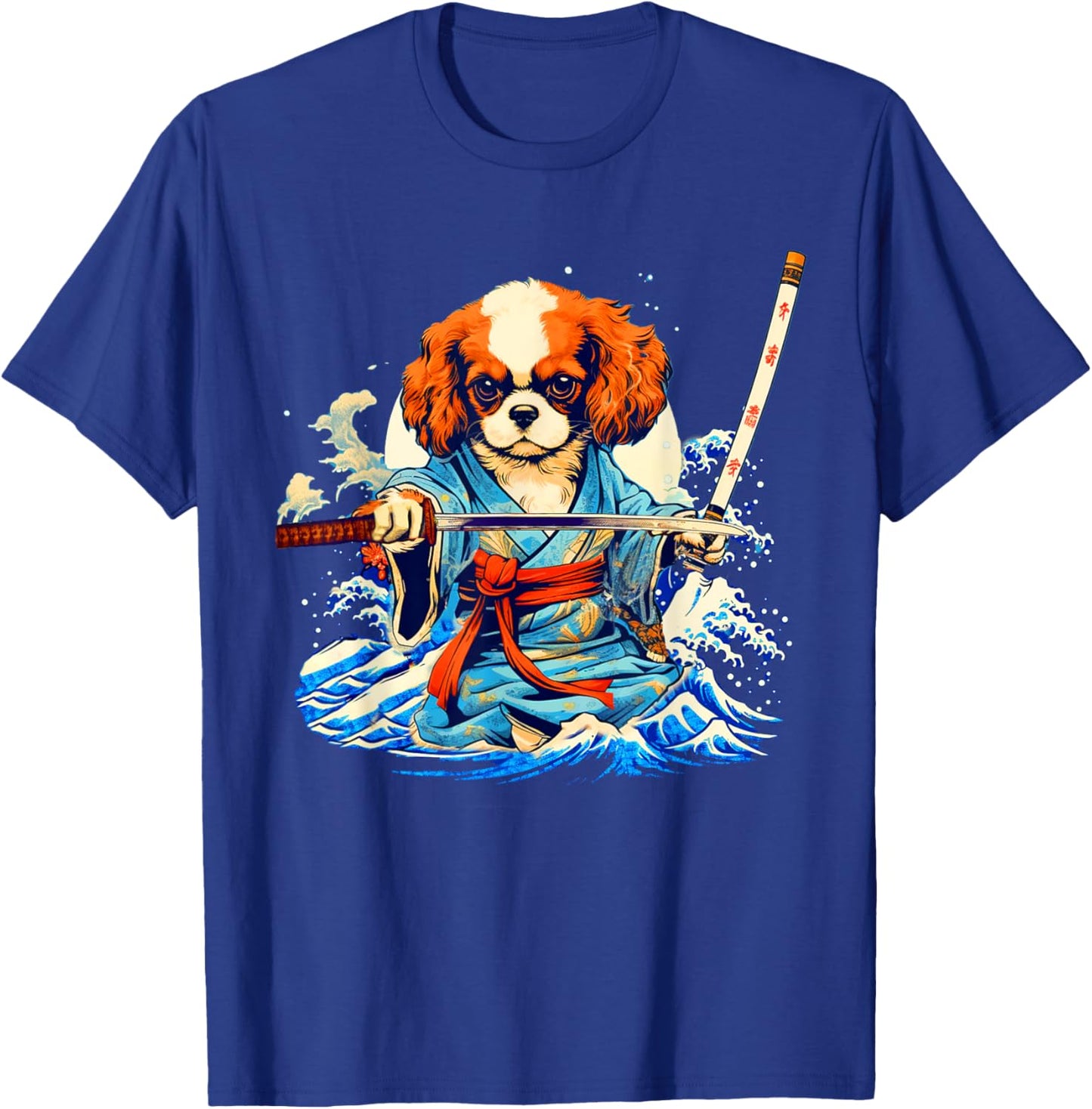 Cavalier King Charles Spaniel Dog Japanese Ukiyoe Art Ninja Women Girls Kids T-Shirt - T-Shirt | Royal