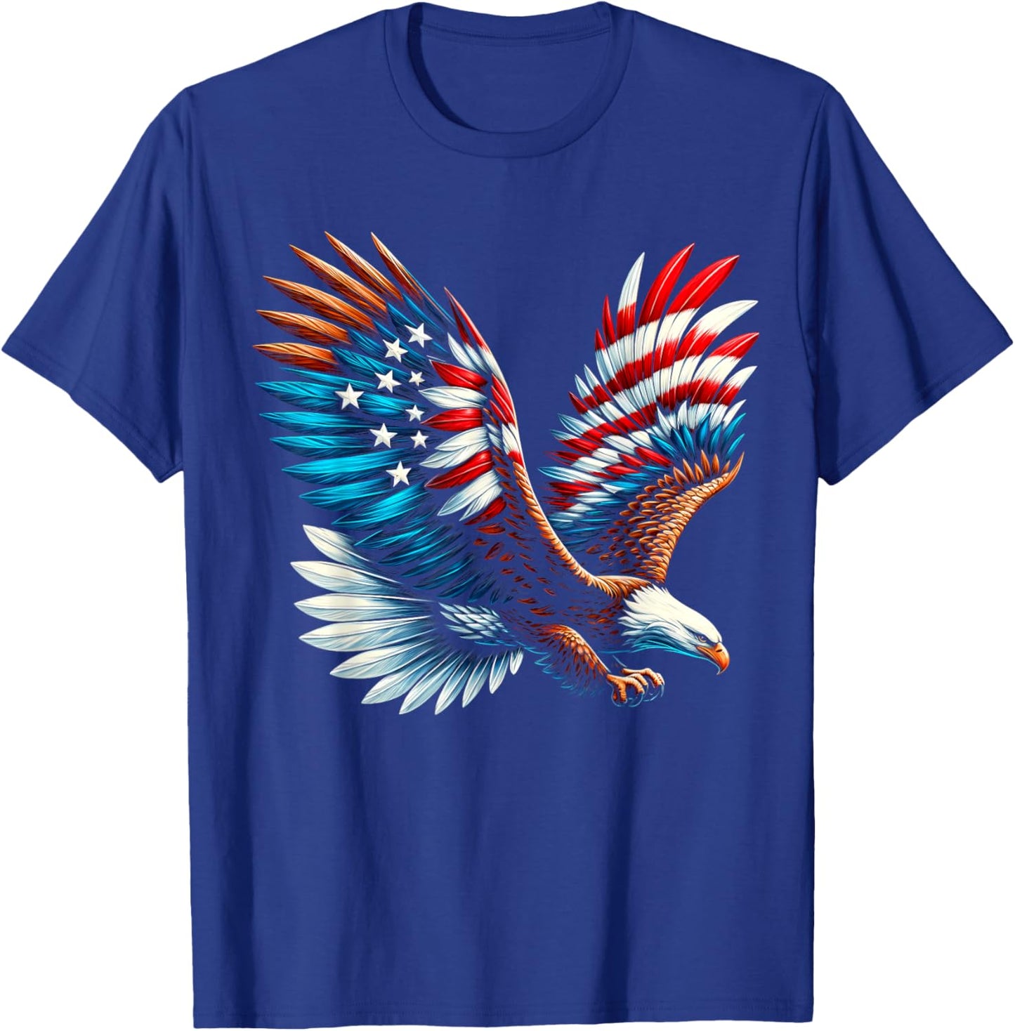 Bald Eagle & Patriotic American Flag 4th Of July T-Shirt - T-Shirt | Royal