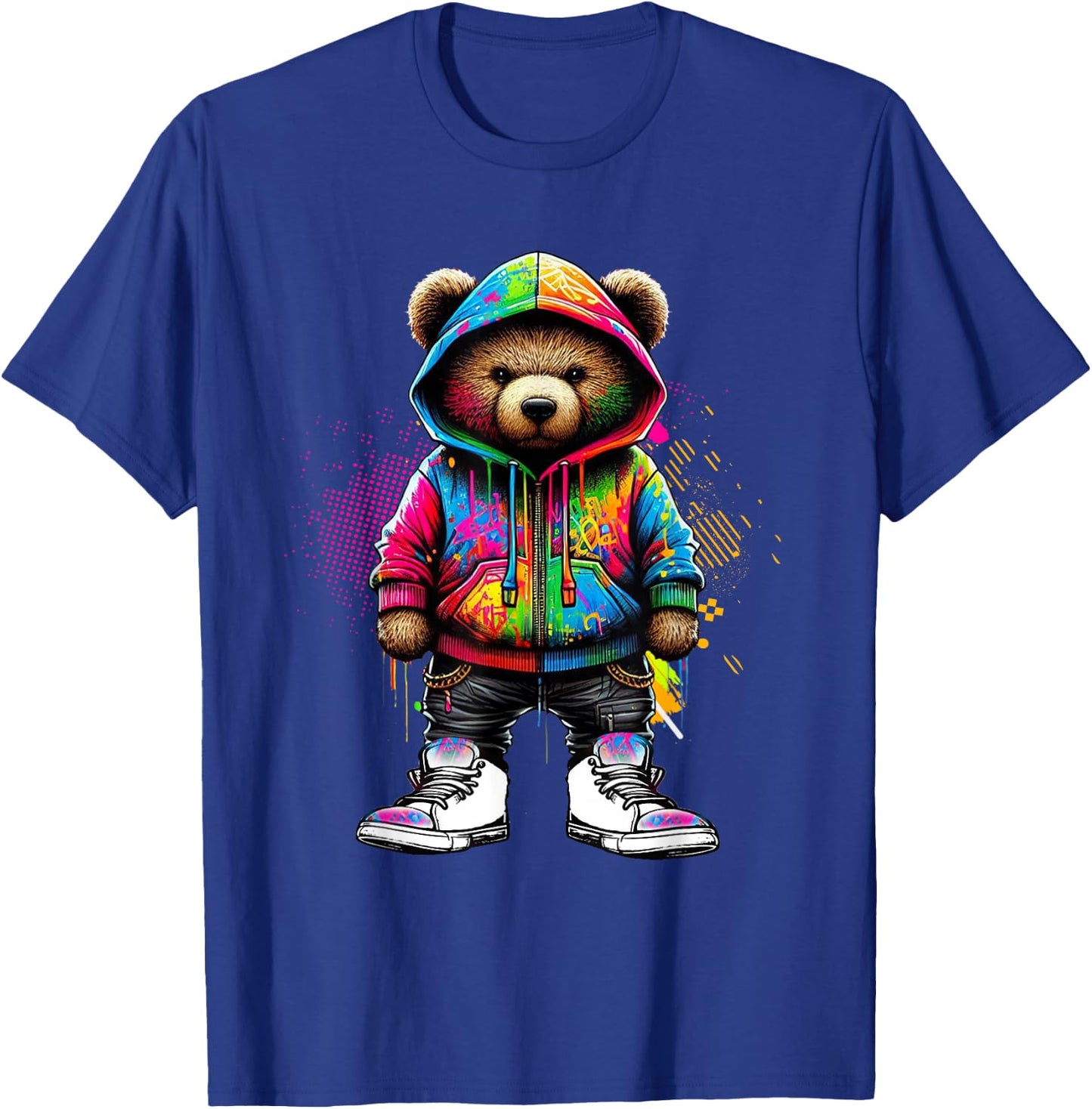 Hip Hop Teddy Bear Colorful Urban Rap Music Breakdancing T-Shirt - T-Shirt | Royal