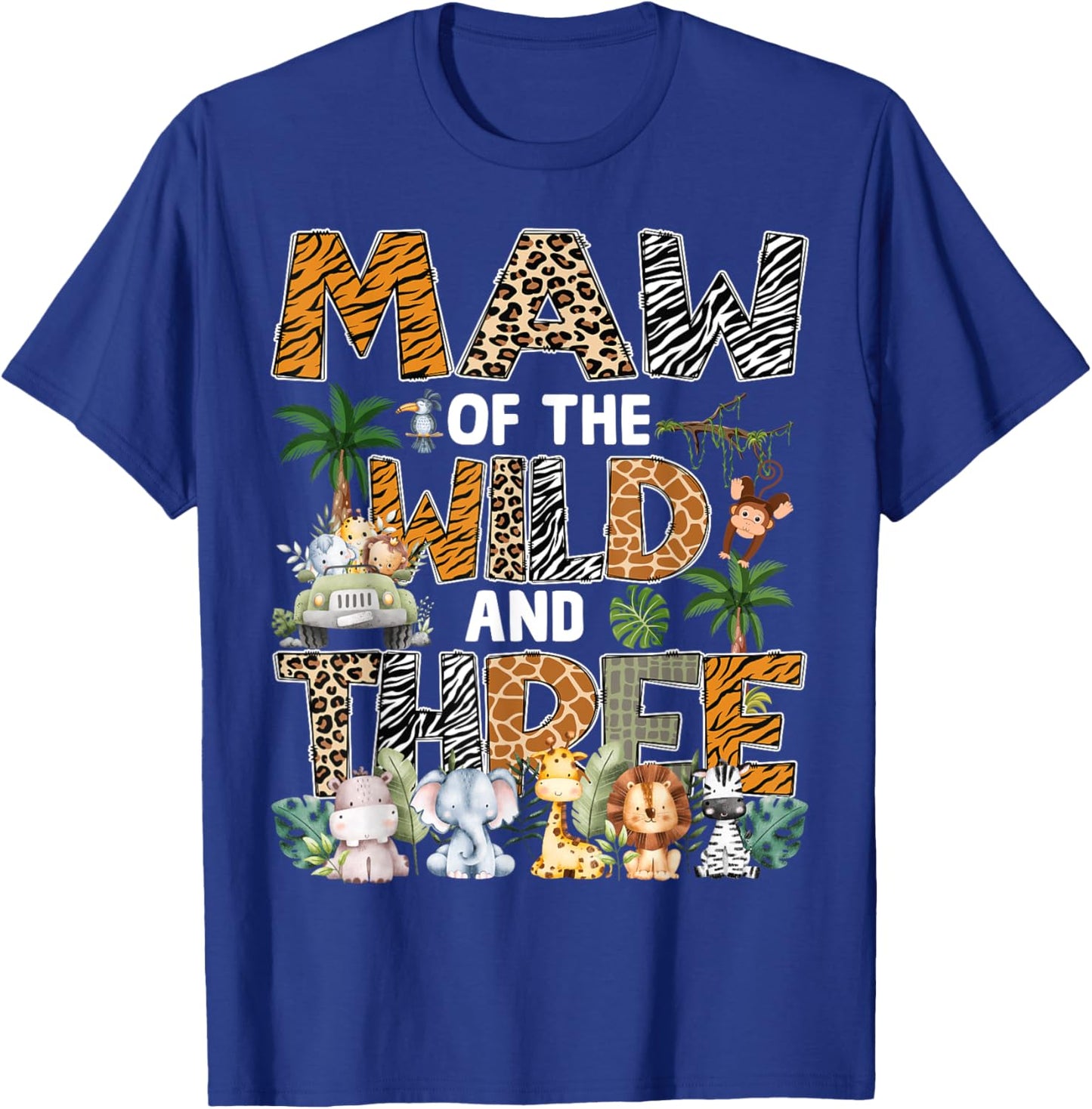 Maw Of The Wild Three Zoo 3Rd Birthday Safari Jungle T-Shirt - T-Shirt | Royal