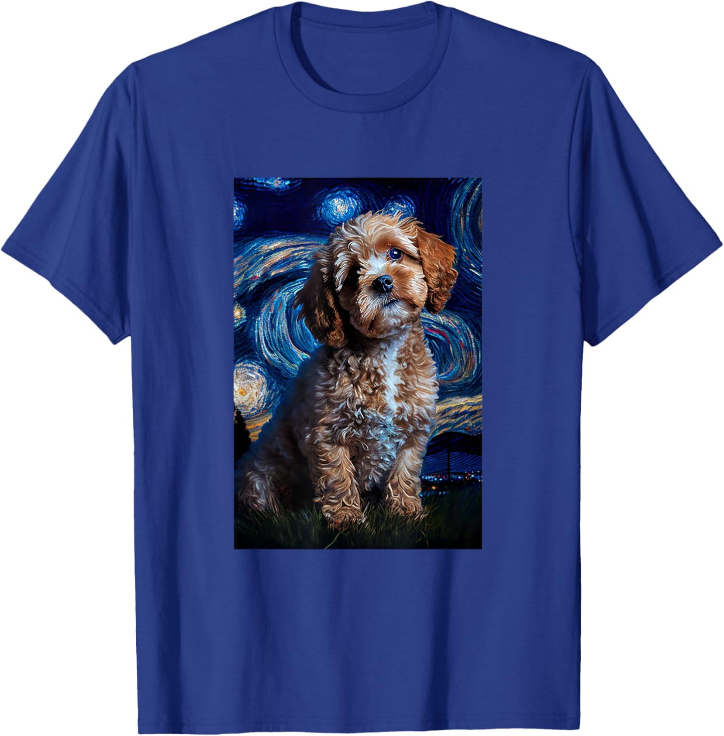 Cavapoo in Starry Night Painting Dog Mom Dad T-Shirt - T-Shirt | Royal