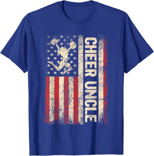 Funny Cheer Uncle Cheerleader Uncle American US Flag Men T-Shirt - T-Shirt | Royal