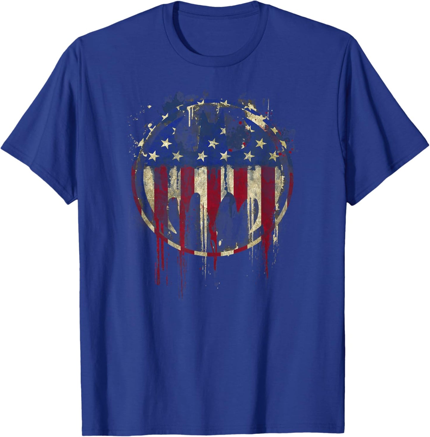 Batman Bleeding American Flag Signal T-Shirt - T-Shirt | Royal