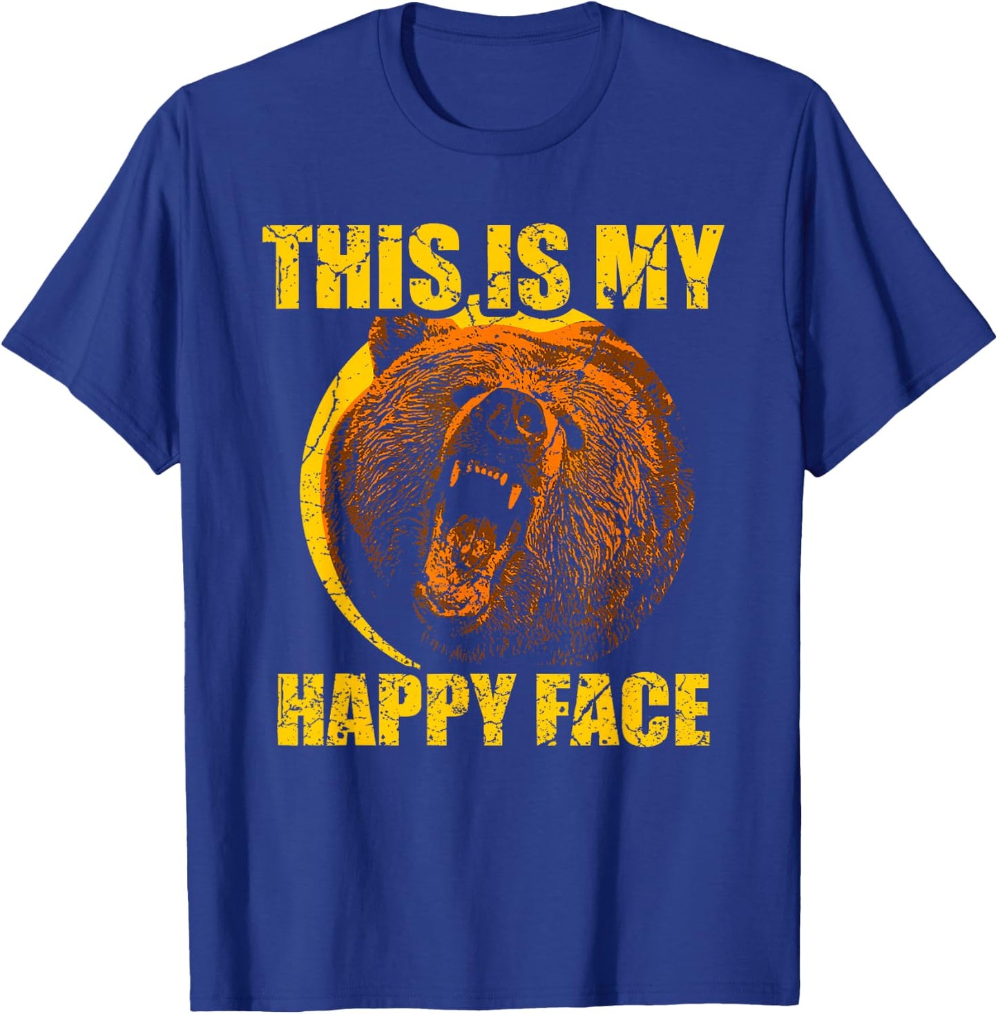 This Is My Happy Face Bear Funny Grizzly T-Shirt - T-Shirt | Royal