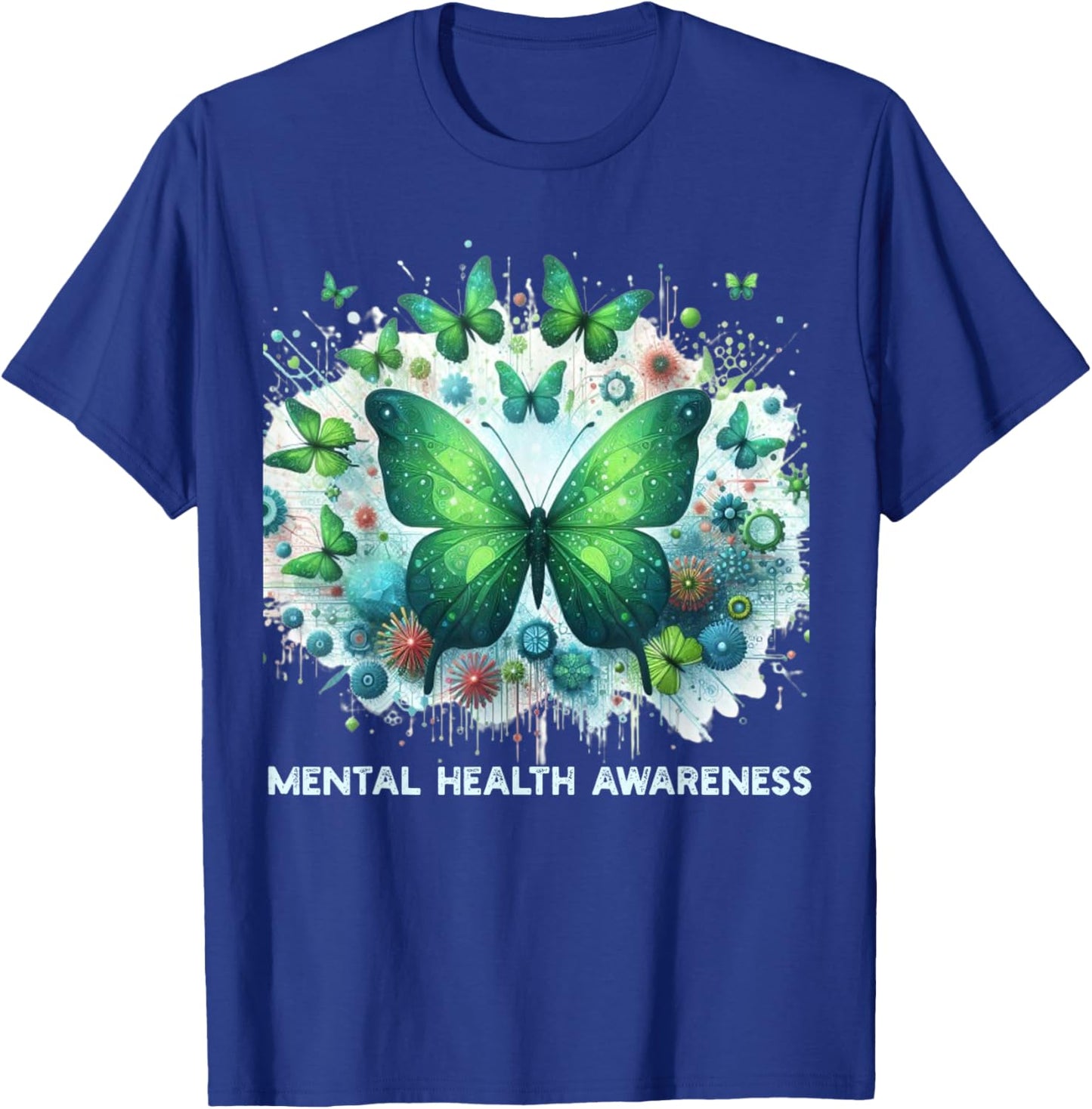 We Wear Green Mental Health Awareness Month Butterflies Men T-Shirt - T-Shirt | Royal