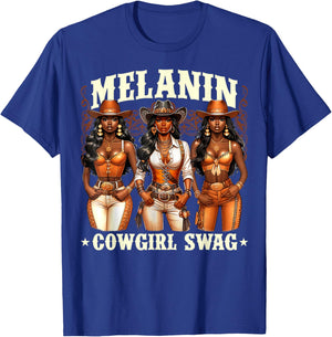Melanin Cowgirls African Melanin Cowgirl Swag Black History T-Shirt - T-Shirt | Royal