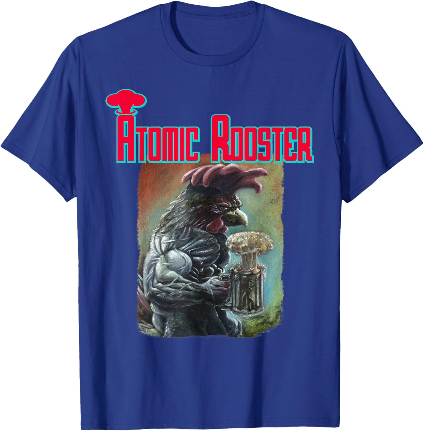 Masterpiece Art Atomic Rooster - Men's Black Cotton Blend Short Sleeve Classic Fit - Music Band - Small T-Shirt - T-Shirt | Royal
