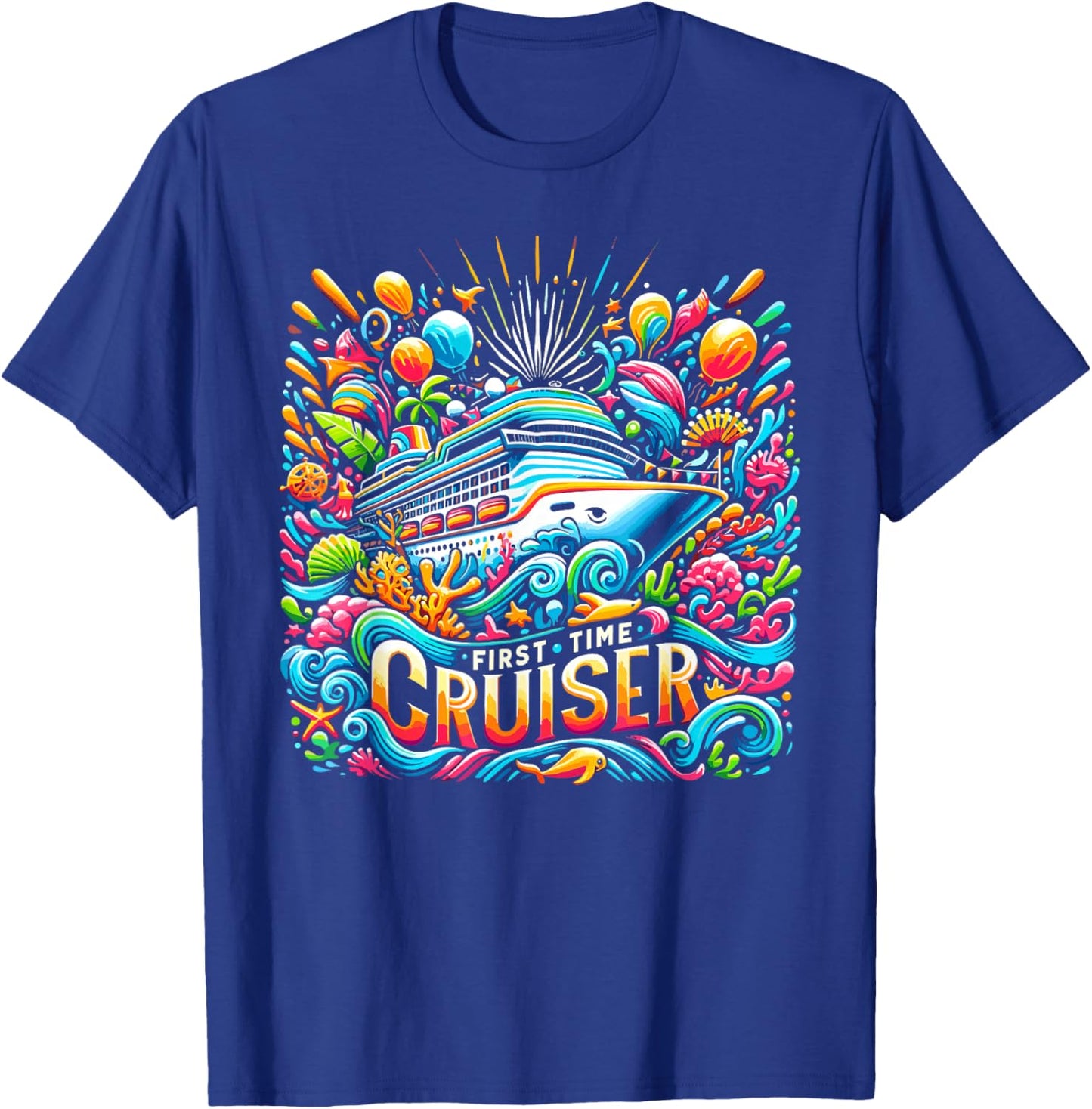 First Time Cruiser Shirt 1st Time Cruise Shirt Cruise Ship T-Shirt - T-Shirt | Royal